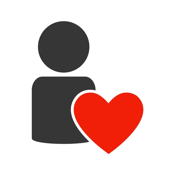 Ikona červeného srdce s symbolem osob — Stock fotografie