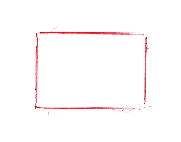 Dibujo pintado a mano de marco de lápiz rojo sobre fondo blanco — Foto de Stock