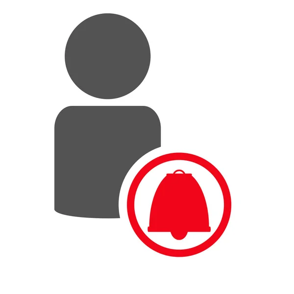 Icono de campana roja con símbolo de personas — Foto de Stock