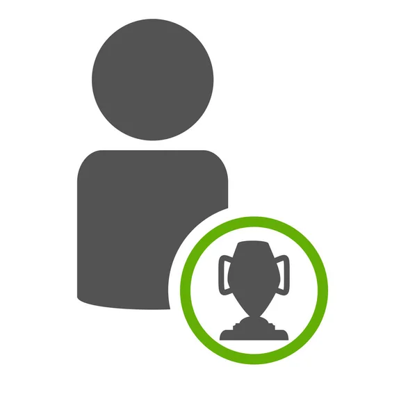 Green Trophy icon with people symbol — Stock Photo, Image