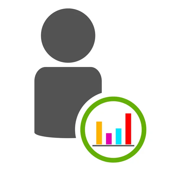 Green diagram icon with people symbol — Stock Photo, Image