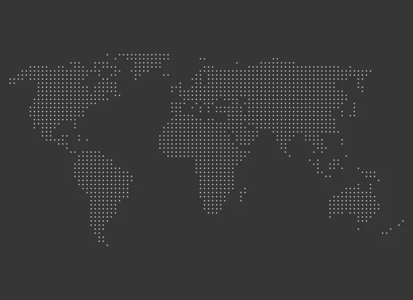 Dotted world map dark grey and white — Stock Photo, Image