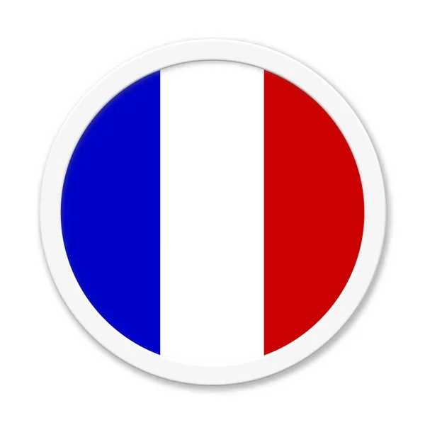 França ou francês - Ícone de botão redondo com moldura branca — Fotografia de Stock