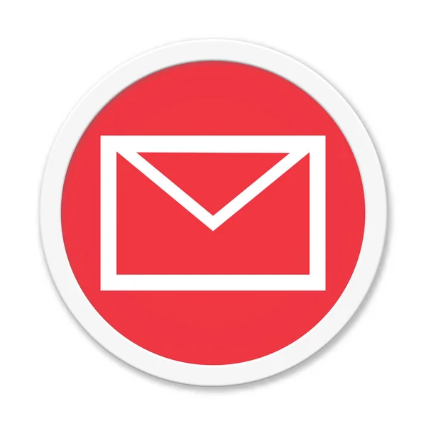 빨간색 둥근 버튼: 뉴스레터 또는 연락처 기호 — 스톡 사진