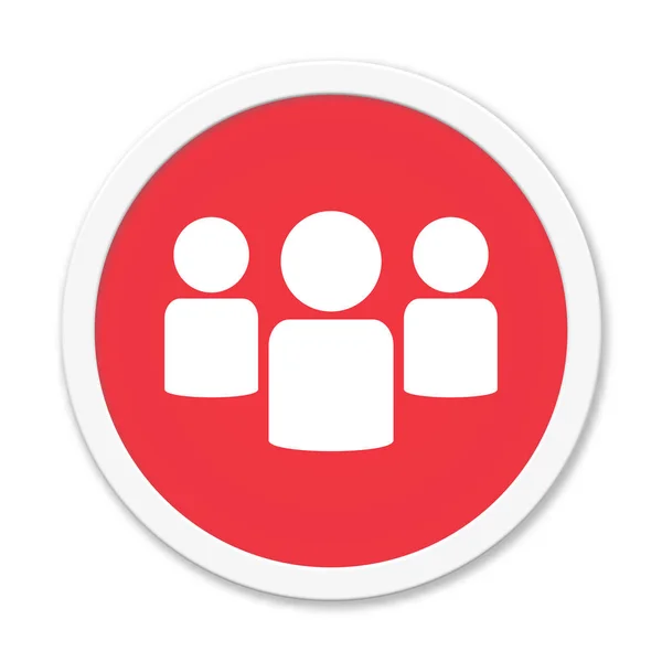 Botón con color rojo e icono de Grupo —  Fotos de Stock