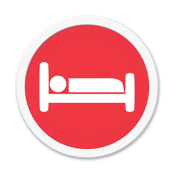 Rode knop met bed of Hotel icoon — Stockfoto