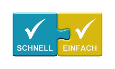 Hızlı ve Basit Almanca gösteren 2 Bulmaca Düğmeleri