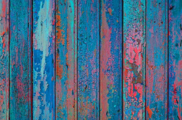 Colorful wooden wall with weathered colors blue and pink — Stock Photo, Image