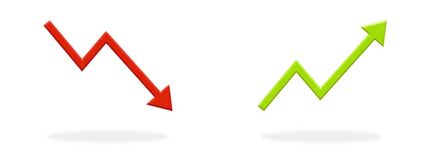 Iconos de flecha roja y verde arriba y abajo — Foto de Stock