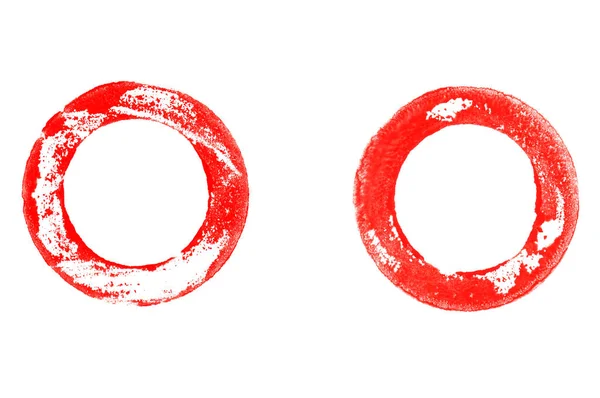 Two isolated red grunge paintbrush circles — Stock Photo, Image