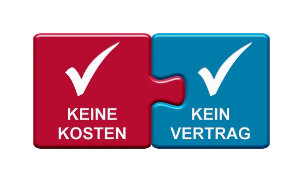 2 Botones de Puzzle que muestran Sin Costos Sin Contrato Alemán —  Fotos de Stock