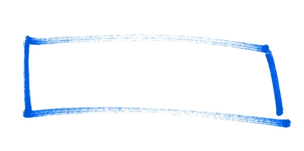 Crayon bleu peint à la main rectangle ou cadre — Photo
