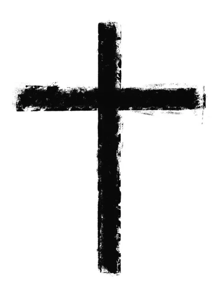 Pinselkreuz mit schwarzer Farbe - handbemalt — Stockfoto