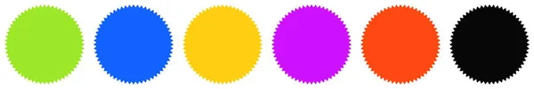 Coleção de 6 botões jagged redondos coloridos — Fotografia de Stock