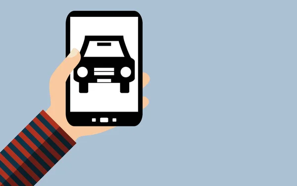 Akıllı Telefon: Rent a Car veya Trafik Bilgileri - Düz Tasarım — Stok fotoğraf