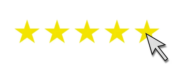Customer satisfaction - 5 stars rating with mouse arrow — Stock Photo, Image