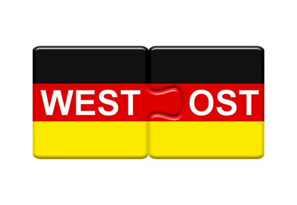 Botón Puzzle: Alemania Occidental y Oriental — Foto de Stock