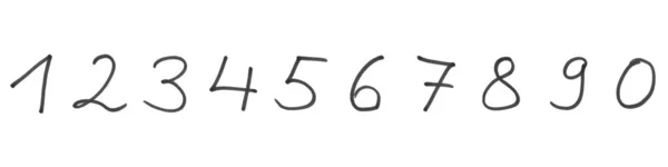 黒鉛筆で作られた0から9までの手描きの数字 — ストック写真