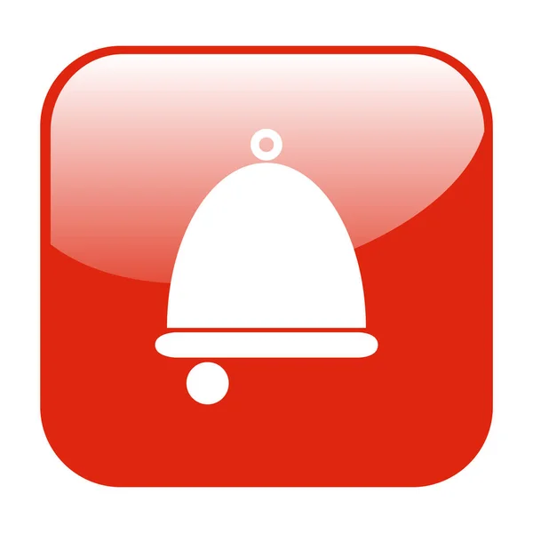 Botão brilhante vermelho: Símbolo de sino para notificação ou alarme — Fotografia de Stock