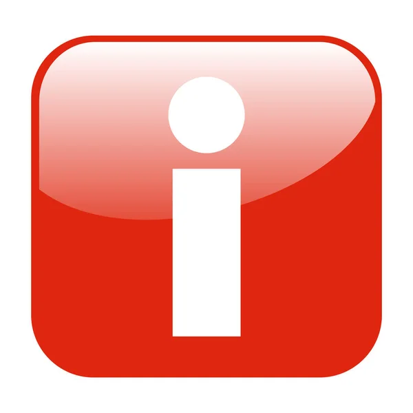 Красная блестящая кнопка: информационный символ для поддержки и контакта — стоковое фото