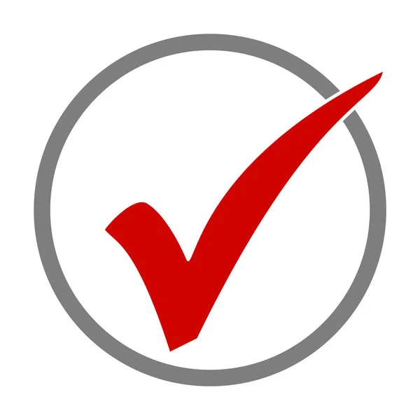 Red tick icon in circle — Stock Photo, Image