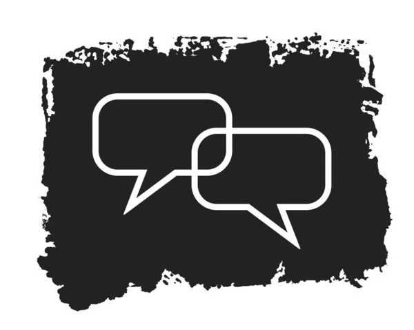 Beyaz konuşma kabarcık simgesi ile boyalı siyah grunge doku — Stok fotoğraf