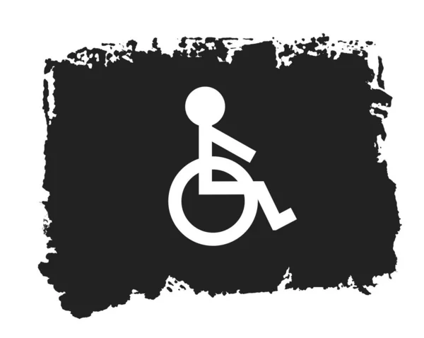 Pomalowana czarna tekstura grunge z białą ikoną wózka inwalidzkiego — Zdjęcie stockowe