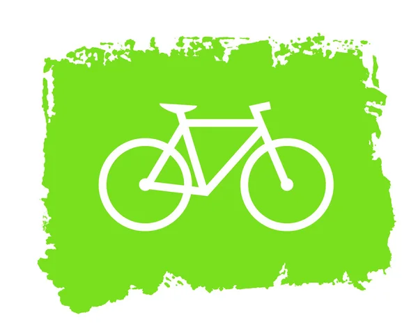 Textura grunge verde pintada com ícone de bicicleta branco — Fotografia de Stock