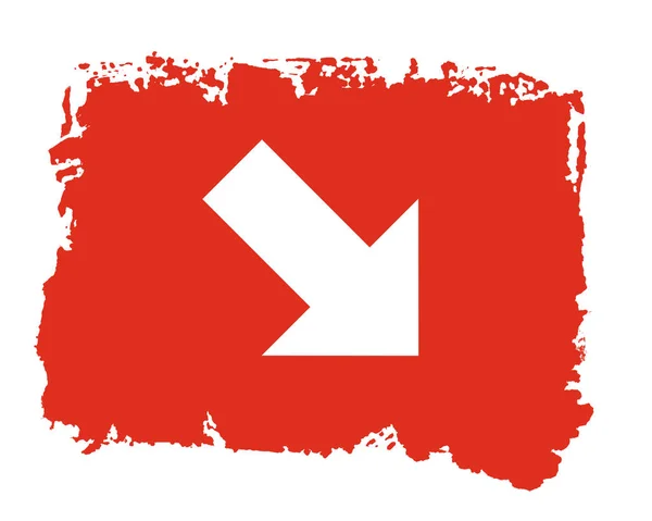 Lackierte rote Grunge-Textur mit weißem Pfeil-Symbol unten — Stockfoto