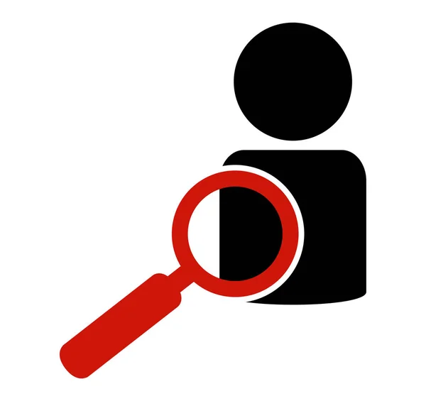 Lupa vermelha e ícone de pessoa negra — Fotografia de Stock