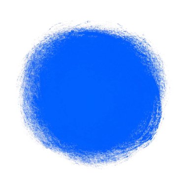 İzole mavi paintbrush daire - El beyaz arka plan üzerine çizilmiş