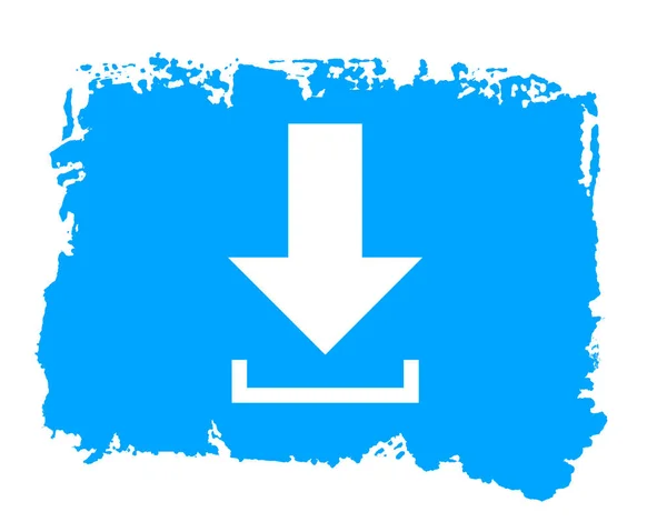 Lackierte blaue Grunge-Textur mit weißem Download-Symbol — Stockfoto