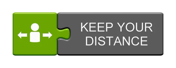Bouton Puzzle Avec Personne Flèches Montrant Gardez Votre Distance Illustration — Photo