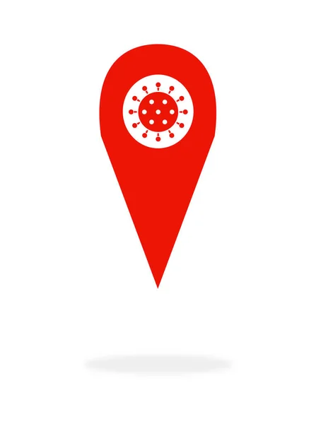 Rote Nadel Markiert Coronavirus Hotspot Auf Der Karte — Stockfoto