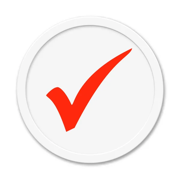 Light Grey Isolated Buttons White Frame Red Check Mark — Stock Photo, Image