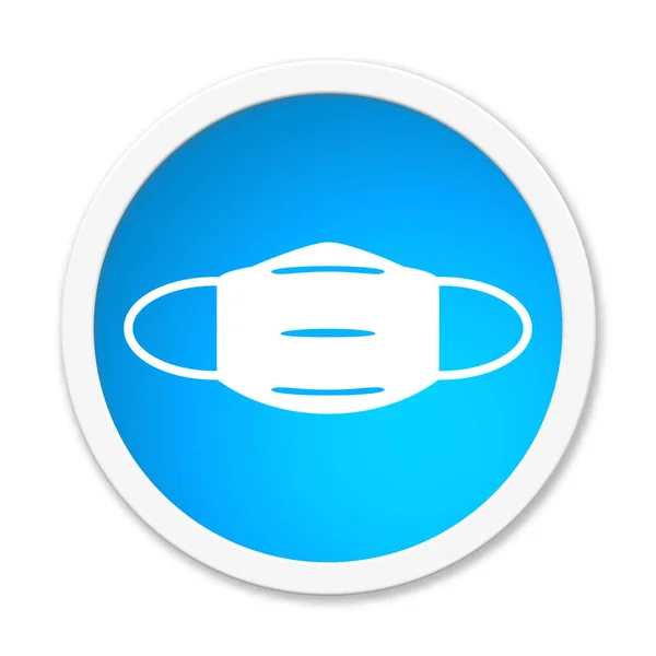 Світло Блакитна Кругла Кнопка Іконою Маски Обличчя — стокове фото