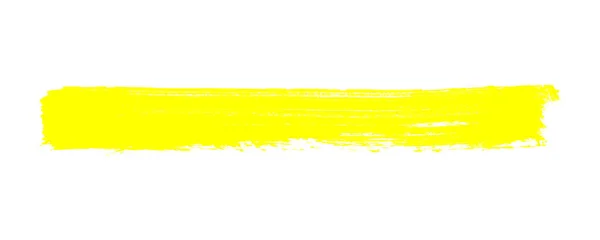 Textura Pincel Com Cor Amarela Listra Grunge Isolado — Fotografia de Stock