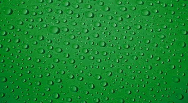 Water Drops Green Background Texture Ecology Background Fresh Water — Stock Photo, Image