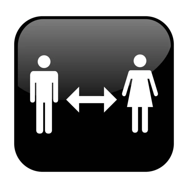 Black Button with symbol of two people keeping distance to each other