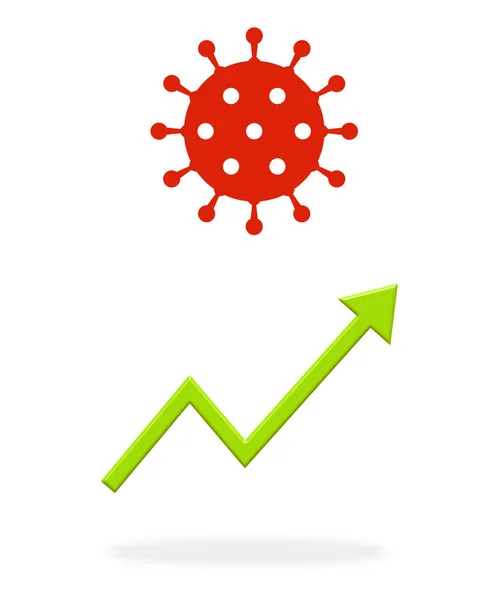 Flecha Verde Que Aparece Con Icono Coronavirus — Foto de Stock