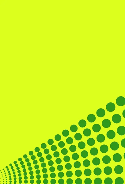 Green Dots Small Big Diagonal Rays Yellow Background Copy Space — Stock Photo, Image