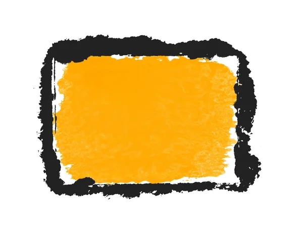 Dirty Hand Painted Paintbrush Frame Black Color Orange Empty Area — Stock Photo, Image