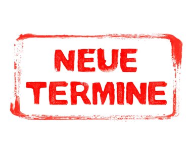 Şablon çerçeveli kırmızı grunge Banner gösterimi: Almanca dilinde yeni atamalar