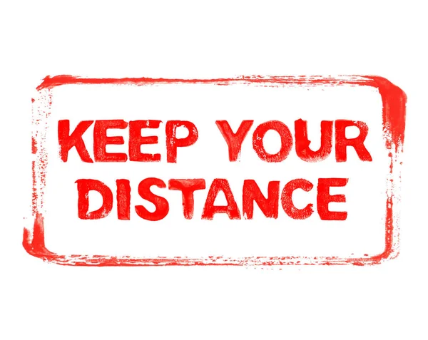 Red Grunge Banner Stencil Frame Showing Keep Your Distance — Stock Photo, Image