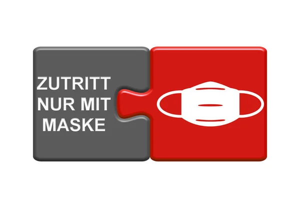 灰色和红色牙刷显示只能使用德语口罩访问 3D说明 — 图库照片