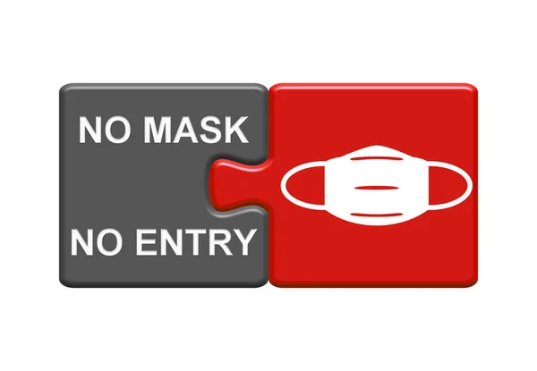 マスクなしのグレーと赤のパズルボタン 3Dイラスト — ストック写真