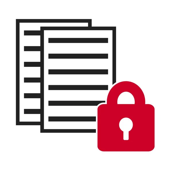 Paper Icon Showing Data Documents Red Lock Private Files — стоковое фото