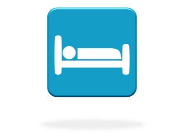 Blue Button 'daki Yatak Simgesi - Otel Rezervasyon, Hastane veya Kulübe