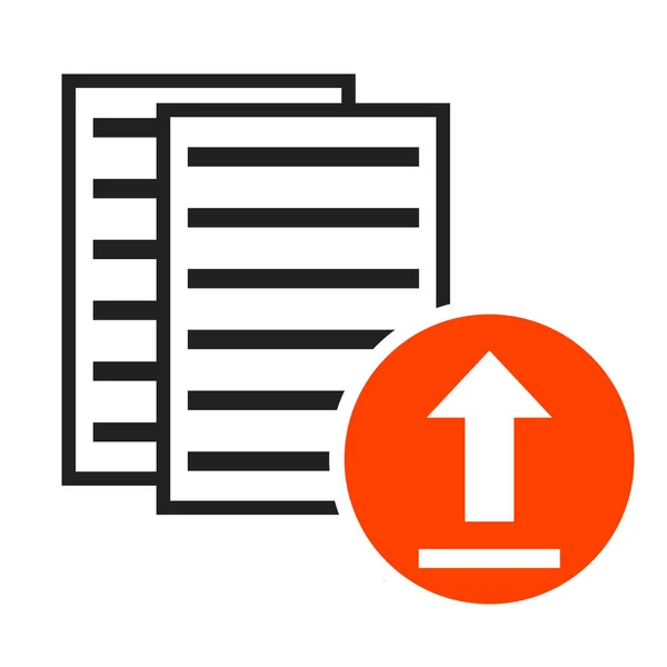 Icon Showing Papers Documents Arrow Icon Red Circle Upload Data — Stock Photo, Image