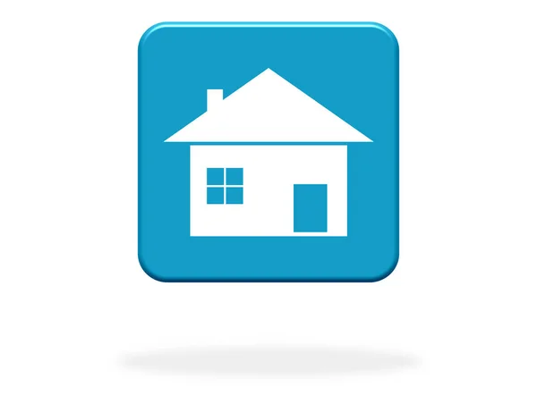 Dům Ikona Modrém Tlačítku Real Estate Nebo Home — Stock fotografie